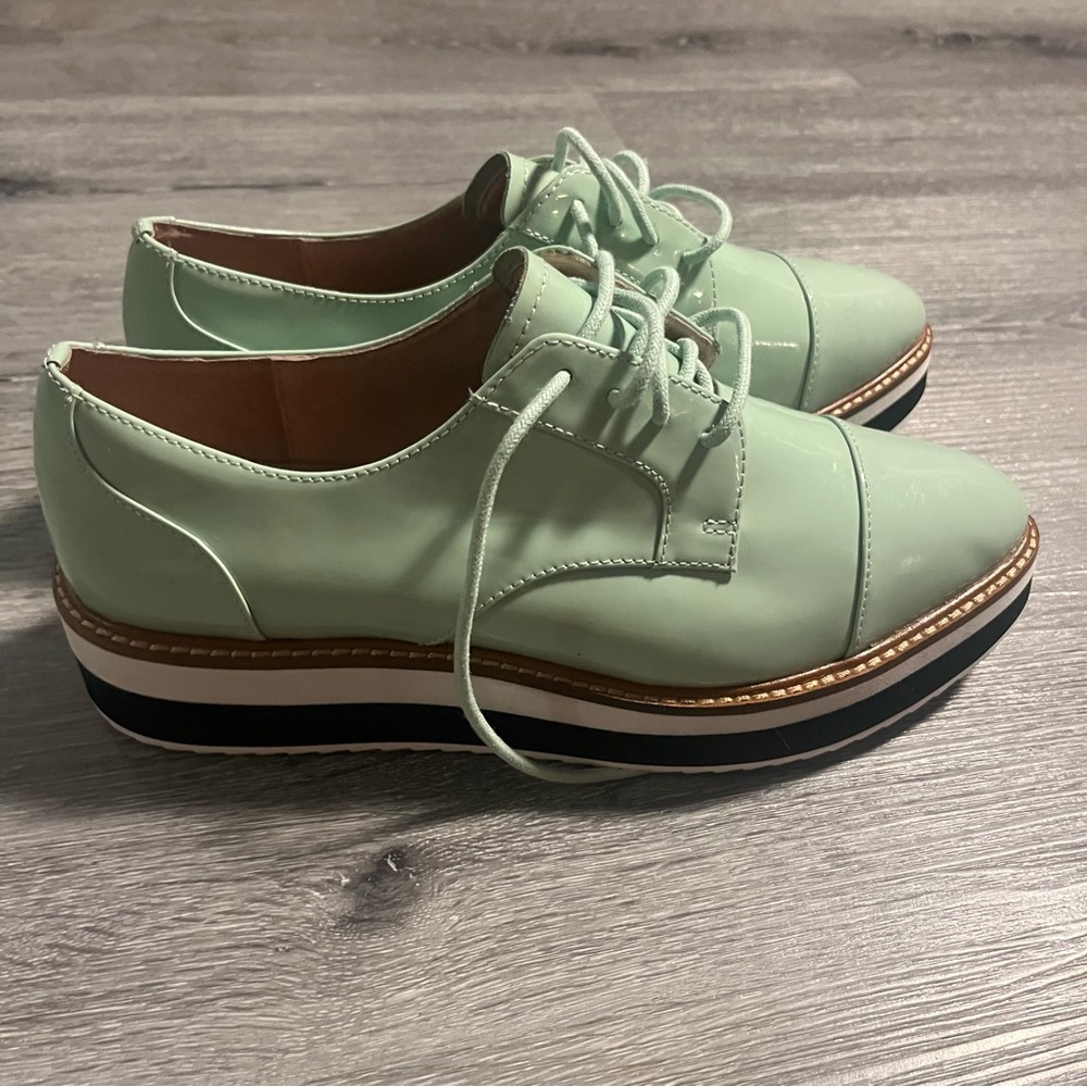 Halogen Mint Green Platform Oxford Shoes